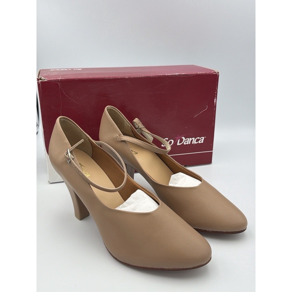 So Danca CH53 Character Shoes Caramel Tan 11L Medium Heel Leather Upper EUC